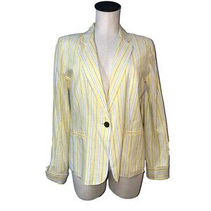 Draper James Women’s size M Striped Linen Cotton Blazer NWT Coastal Elegant